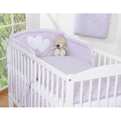 Ensemble de Linge de Lit de Lit pour Bébé 2 pcs Rose Fleurs Cœurs