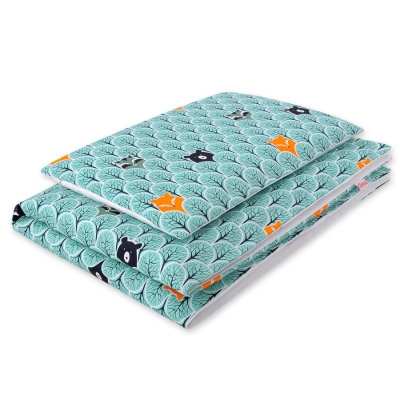 Ensemble de Linge de Lit Enfant 2 pcs 140x200 cm JUNIOR Menthe Arbres