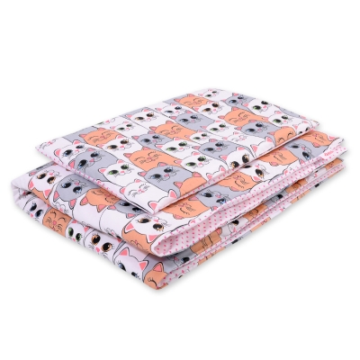 Ensemble de Linge de Lit Enfant 2 pcs 140x200 cm JUNIOR Rose Gris Chats