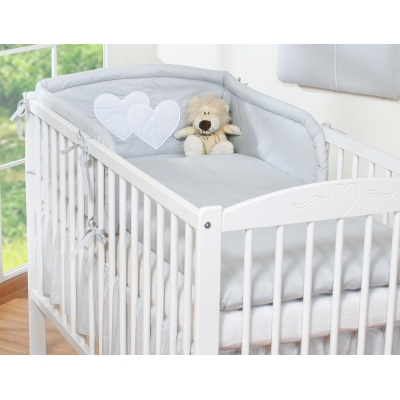 Ensemble de Linge de Lit pour Bébé 3 pcs Gris Cœurs