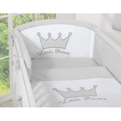 Ensemble de Linge de Lit pour Bébé 3 pcs Gris Prince / Princess