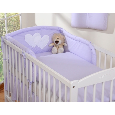 Ensemble de Linge de Lit pour Bébé 3 pcs Lila Cœurs