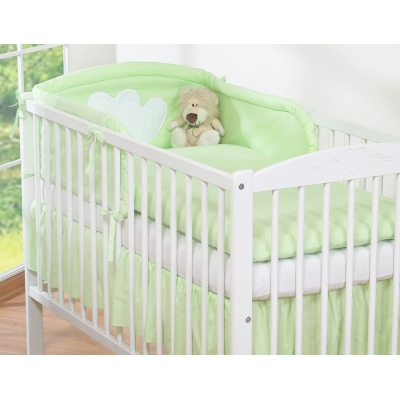 Ensemble de Linge de Lit pour Bébé 3 pcs Vert Cœurs