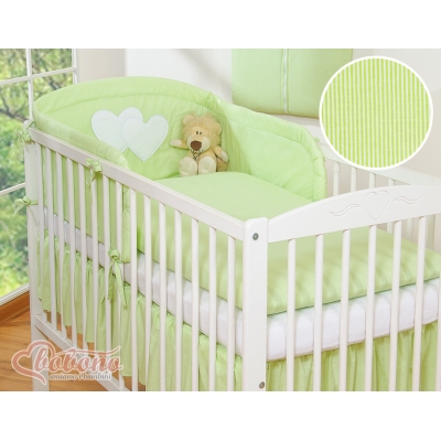 Ensemble de Linge de Lit pour Bébé 3 pcs Vert Rayures Cœurs