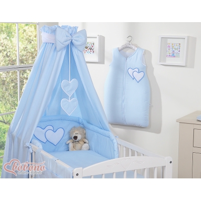 Ensemble de Linge de Lit pour Bébé 5 pcs - avec Ciel Bleu Cœurs