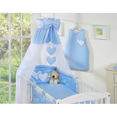 Ensemble de Linge de Lit pour Bébé 7 pcs avec Ciel Bleu Cœurs