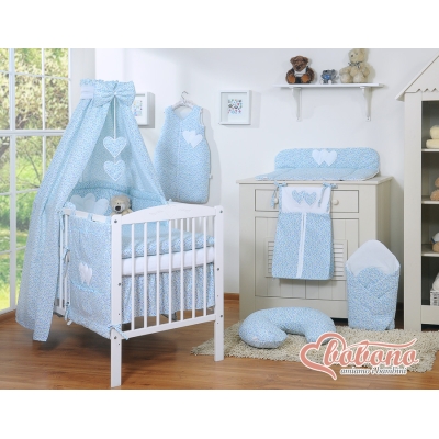 Ensemble de Linge de Lit pour Bébé 7 pcs avec Ciel Bleu Fleurs Cœurs