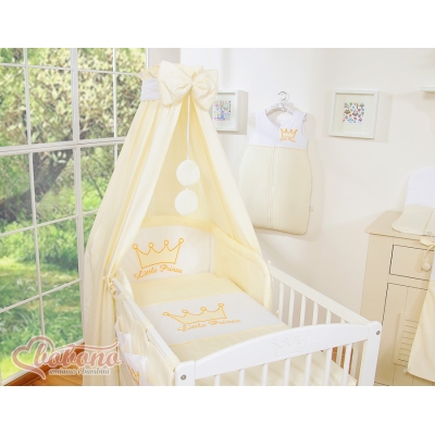 Ensemble de Linge de Lit pour Bébé 7 pcs avec Ciel Crème Prince / Princess