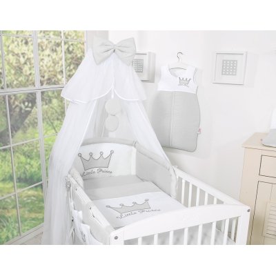 Ensemble de Linge de Lit pour Bébé 7 pcs avec Ciel Gris Prince / Princess