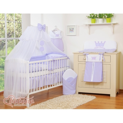 Ensemble de Linge de Lit pour Bébé 7 pcs avec Ciel Lila Prince / Princess