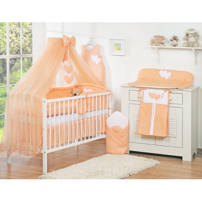 Ensemble de Linge de Lit pour Bébé 7 pcs avec Ciel Pêche Cœurs