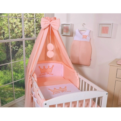 Ensemble de Linge de Lit pour Bébé 7 pcs avec Ciel Rose Poudré Prince / Princess