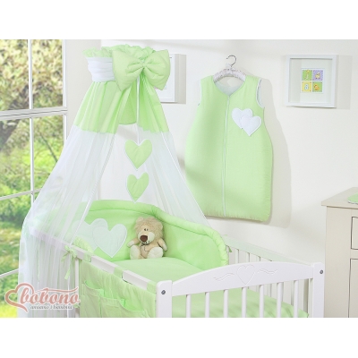 Ensemble de Linge de Lit pour Bébé 7 pcs avec Ciel Vert Cœurs