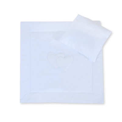 Ensemble de Linge de Lit pour Landau 2 pcs Blanc Cœurs