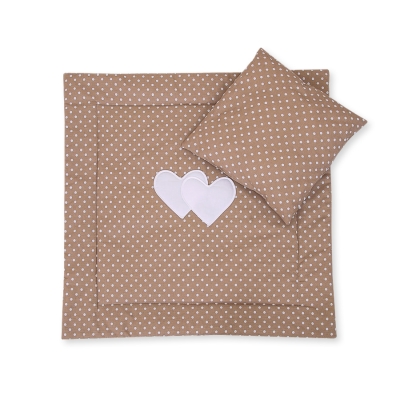 Ensemble de Linge de Lit pour Landau 2 pcs Brun à Pois Cœurs