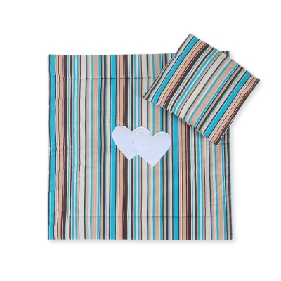Ensemble de Linge de Lit pour Landau 2 pcs Brun Rayures Cœurs