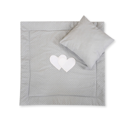 Ensemble de Linge de Lit pour Landau 2 pcs Gris à Pois Cœurs