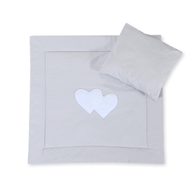 Ensemble de Linge de Lit pour Landau 2 pcs Gris Cœurs