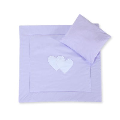 Ensemble de Linge de Lit pour Landau 2 pcs Lila Cœurs