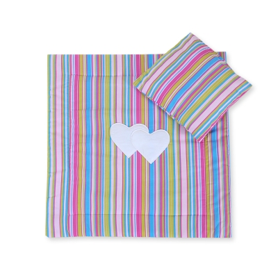 Ensemble de Linge de Lit pour Landau 2 pcs Lila Rayures Cœurs