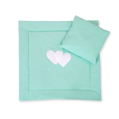 Ensemble de Linge de Lit pour Landau 2 pcs Menthe Cœurs