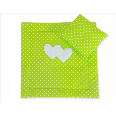 Ensemble de Linge de Lit pour Landau 2 pcs Vert à Pois Cœurs