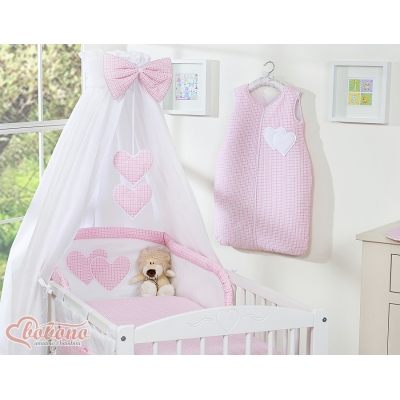 Ensemble Ligne Ciel Tour de Lit Bébé 5pcs Rose Cœurs
