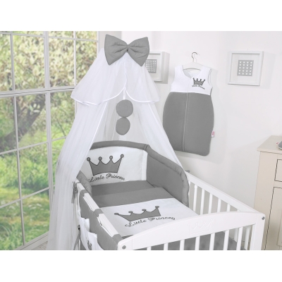 Ensemble Linge de Lit Bebe 5 pcs Moustiquaire Anthracite Prince / Princess