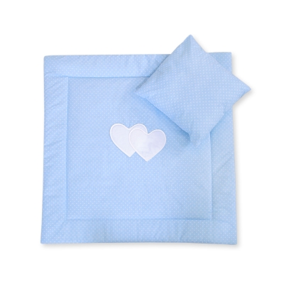 Ensemble pour Landau 2 pcs Coussin Couverture  Bleu à Pois Cœurs