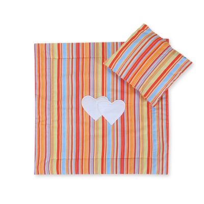 Ensemble pour Landau 2 pcs Coussin Couverture  Orange Rayures Cœurs