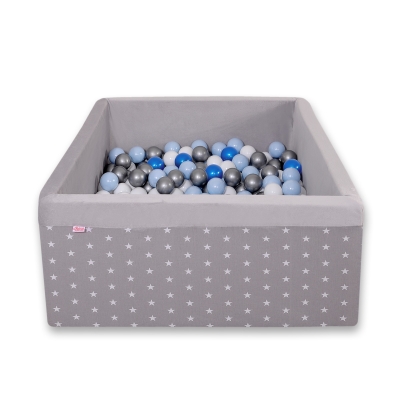 Piscine à Balles Minky avec Balles 200pcs Carrée Gris à Étoiles
