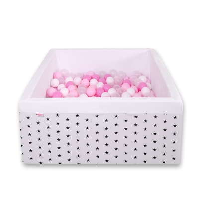 Piscine à Balles Carrée  Minky avec Balles 200pcs Blanche à Étoiles