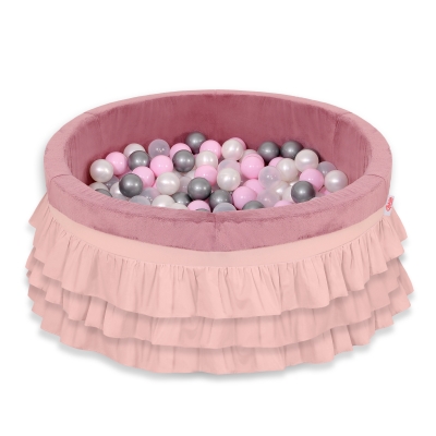Piscine à Balles Minky à volants avec Balles 200pcs Rose Poussiéreux