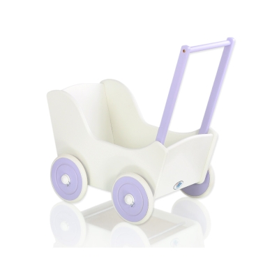 Landau de Poupée en Bois Blanc Lila