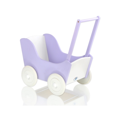 Landau de Poupée en Bois Blanc Lila