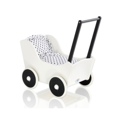Landau de Poupée en Bois Blanc Noir