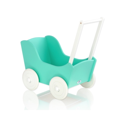 Landau de Poupée en Bois Menthe Blanc