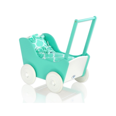 Landau de Poupée en Bois Menthe Blanc