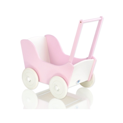 Landau de Poupée en Bois Rose Blanc