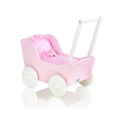 Landau de Poupée en Bois Rose Blanc