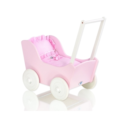 Landau de Poupée en Bois Rose Blanc