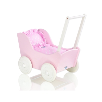 Landau de Poupée en Bois Rose Blanc