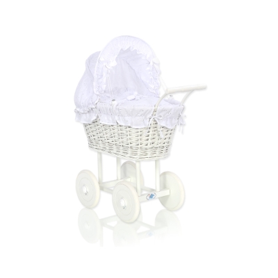 Landau de Poupée en Osier Blanc