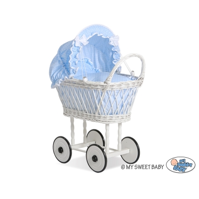 Landau de Poupée en Rotin Bleu