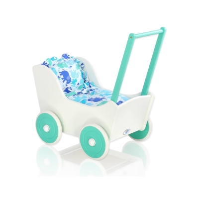 Landau en Bois pour Poupée Menthe Blanc