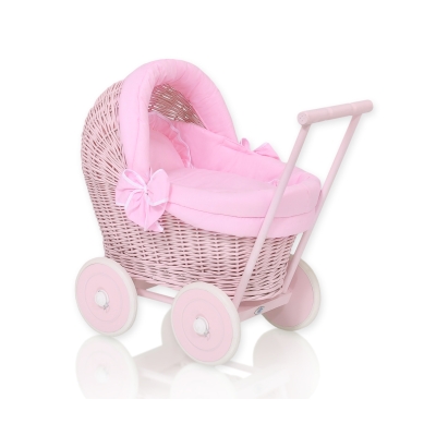 Landau en Osier Bébé Jouet Rose Rose