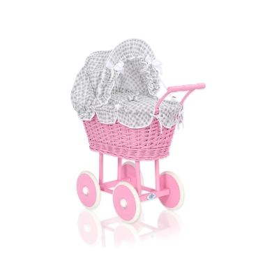 Landau en Osier pour Poupée  Rose