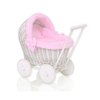 Landau Poupée en Osier Rose