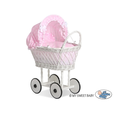 Landau Poupée en Osier Rose