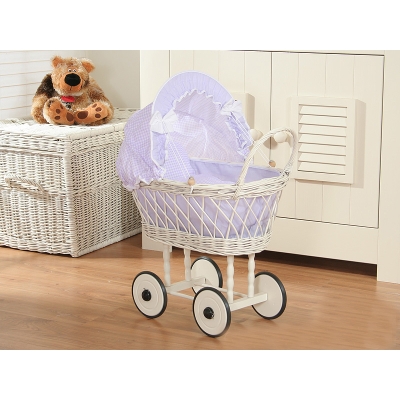 Landau Poussette de Poupée en Osier Blanc